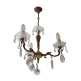 Lustre 3 branches avec pampilles en cristal