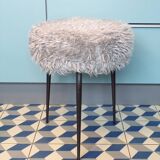 Vintage gray moumoute tripod stool