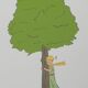 Antoine de Saint-Exupéry: Ecology, The Little Prince watches over the trees, lithograph