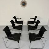 6 chaises noires tubulaires design d'Axel Bruchhäuser modèle D20 bauhaus