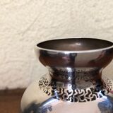 Glass vase with silver overlay