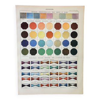 Gravure ancienne de 1898 • Couleurs 2, multicolore, dégradé • Affiche originale et vintage