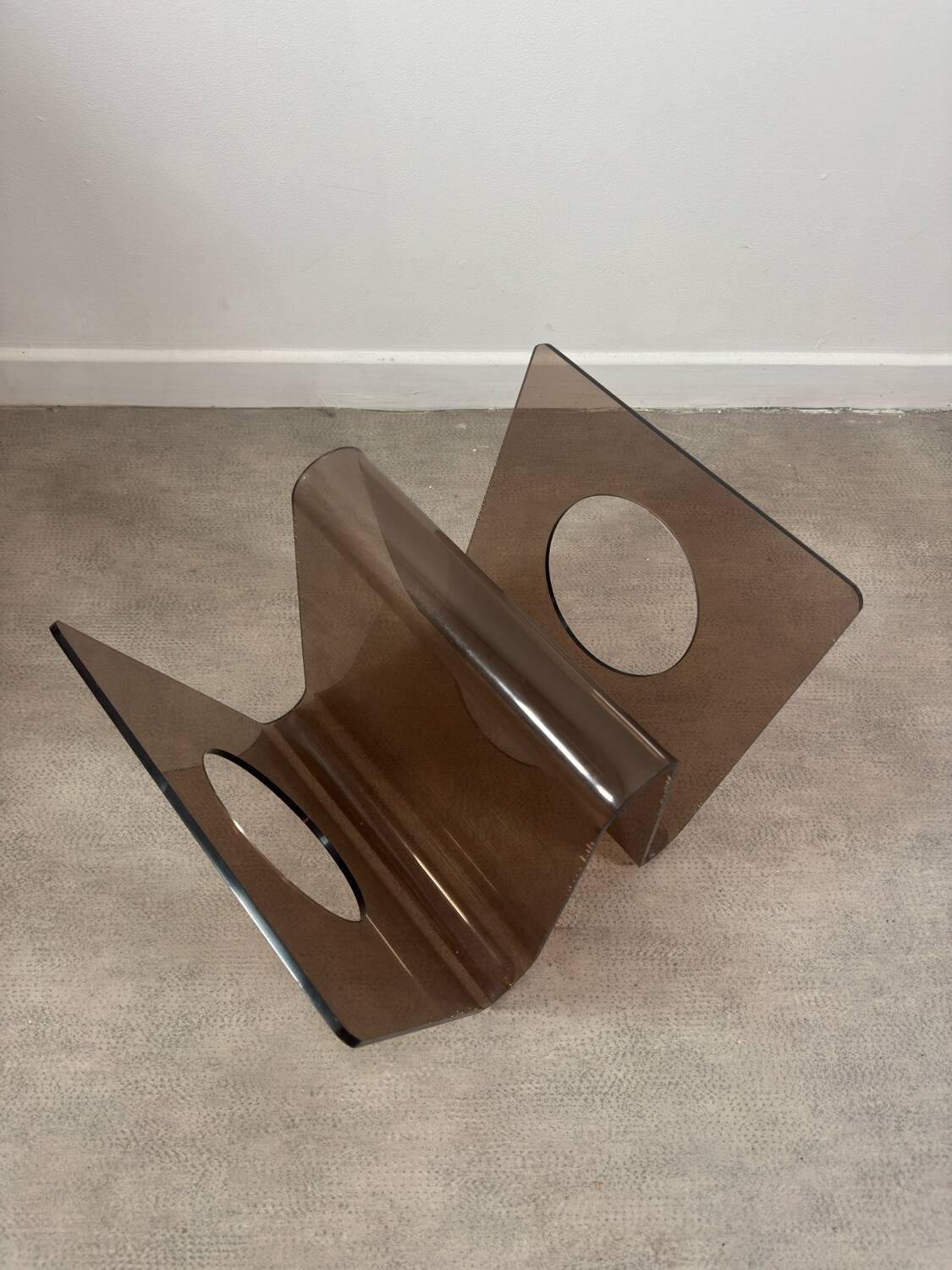 Michel Dumas smoked plexiglass magazine rack