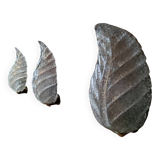 Murano, leaf sconces in worked transparent glass, 1940s