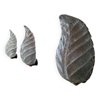 Murano, leaf sconces in worked transparent glass, 1940s