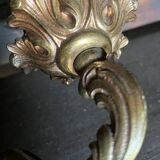 Pair of vintage golden bronze 2-light wall lights