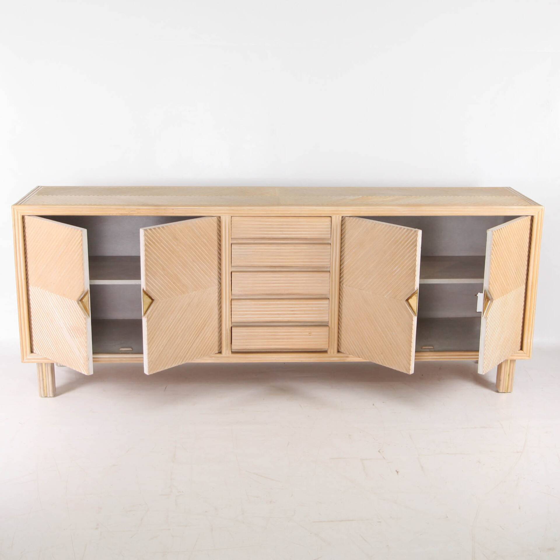 Rattan and brass sideboard