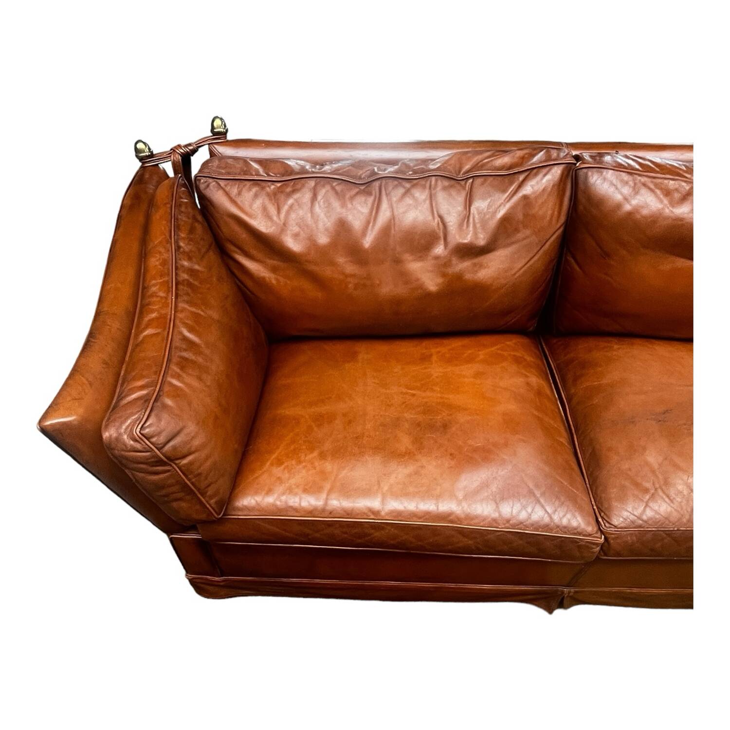 Canapé confortable en cuir véritable avec pieds de support