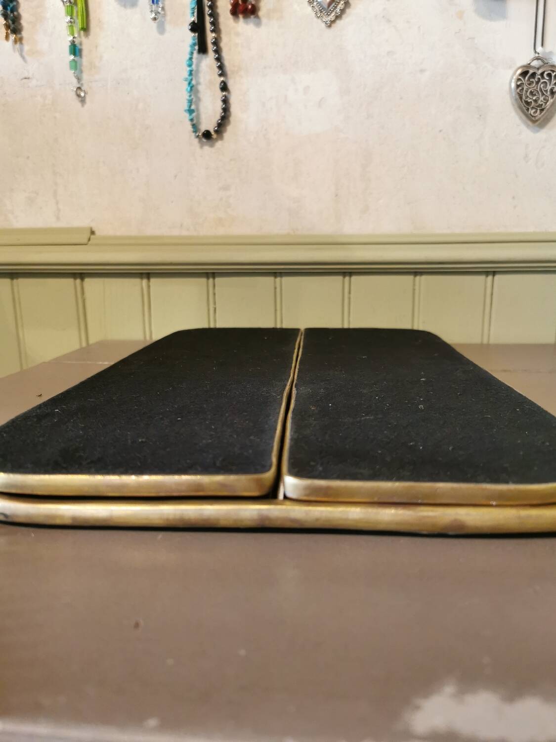 Solid brass triptych barber mirror