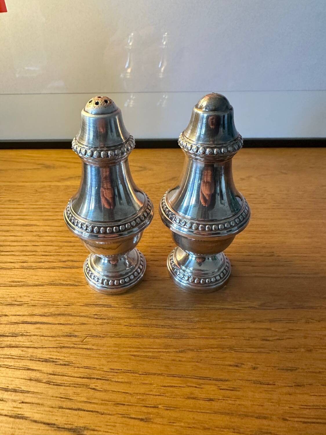 Silver salt and pepper shakers