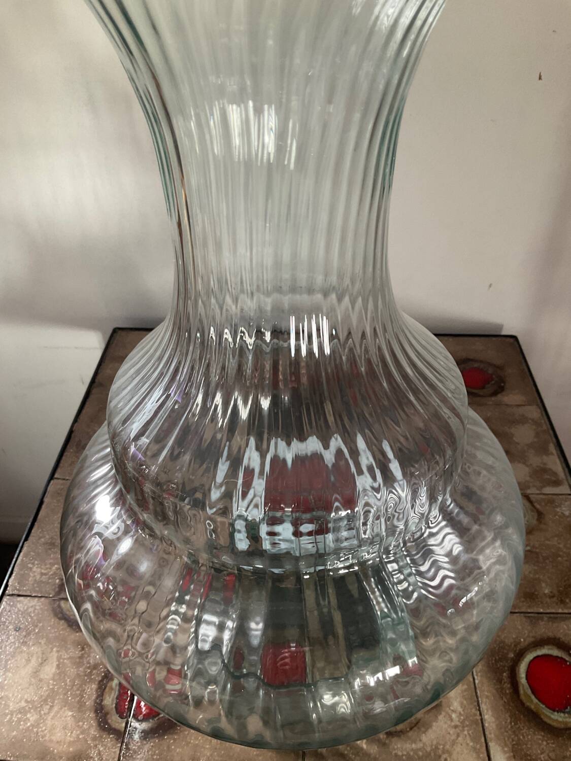 Large molded glass vase 40cm