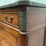 Secretary Louis XVI in mahogany Top of veined gray marble XIX century