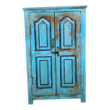 Armoire en teck birman avec patine bleu d’origine