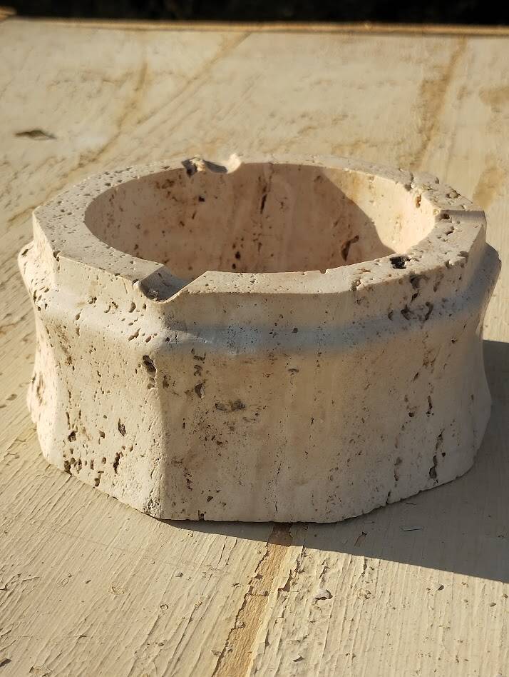 Vintage Ashtray & Lighter Duo in Travertine – Italy, 1970