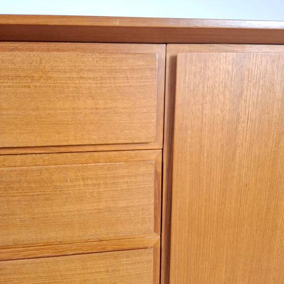 Teak sideboard with drawers and hinged doors – Scandinavian mid-century modern design, 1960s
