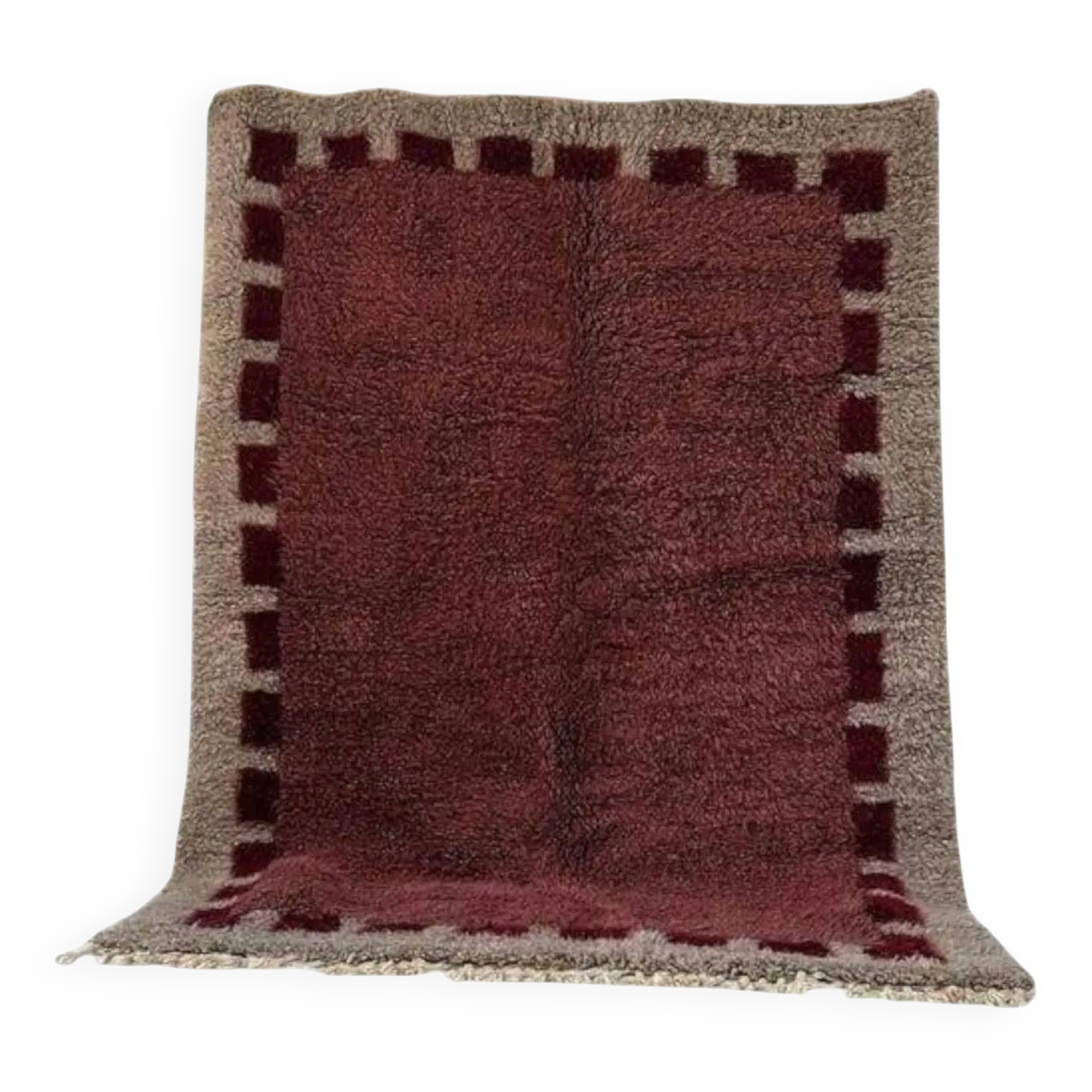 Handwoven rug 150x250 cm, wool, burgundy, grey, beige, Morocco