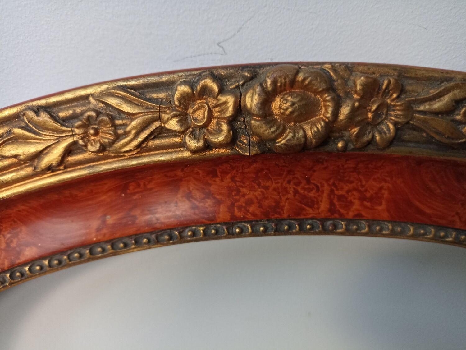 Old oval wooden frame