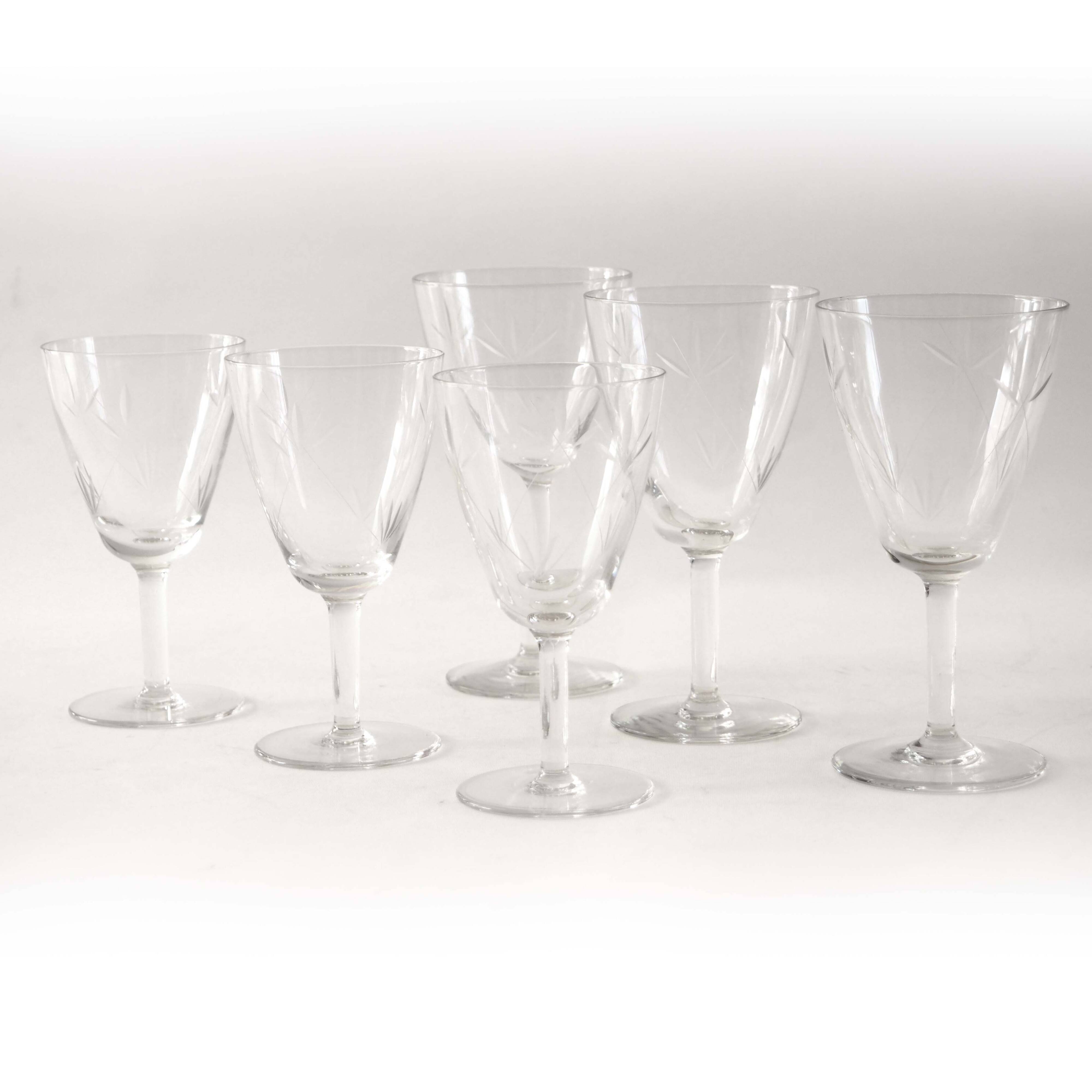 Set of 6 chiseled glasses, 2 sizes
