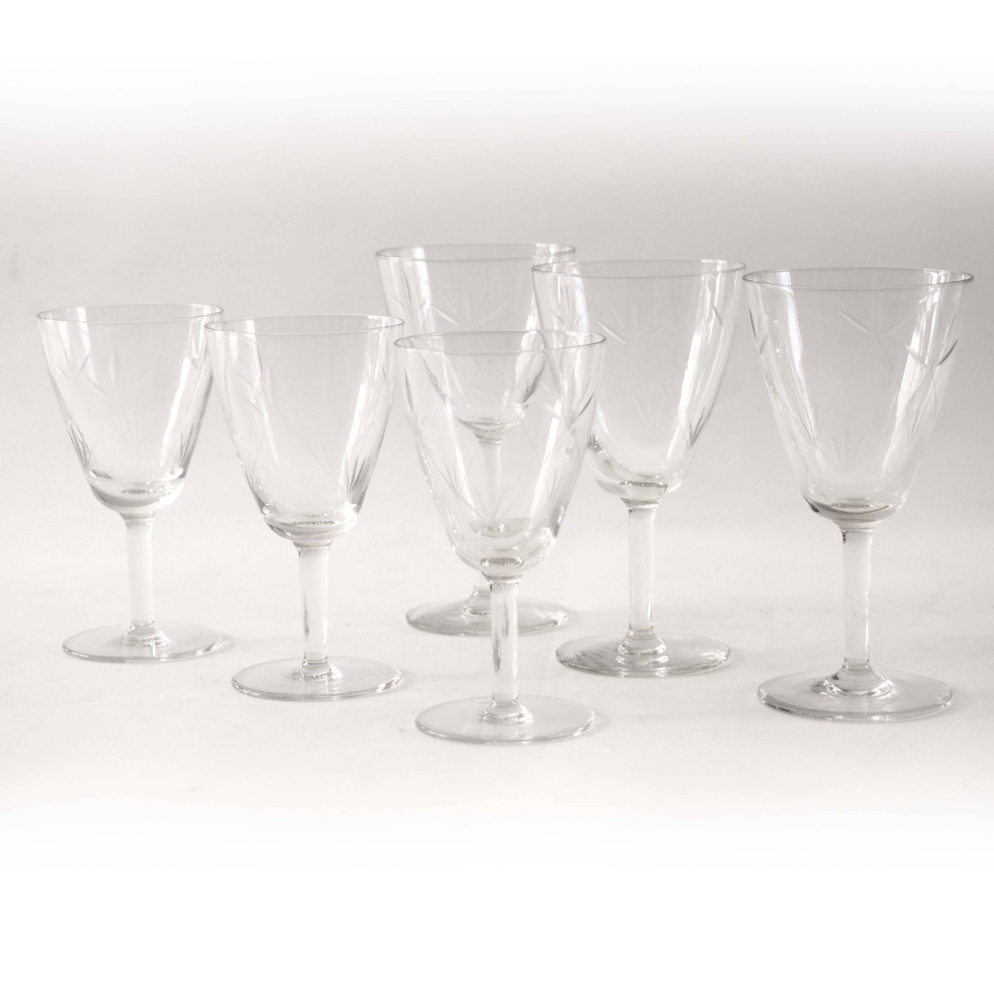 Set of 6 chiseled glasses, 2 sizes