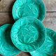 Set of 6 vintage green earthenware plates