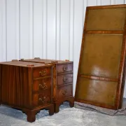 Vintage Green Hunter Leather Pedestal Desk by Bevan Funnell