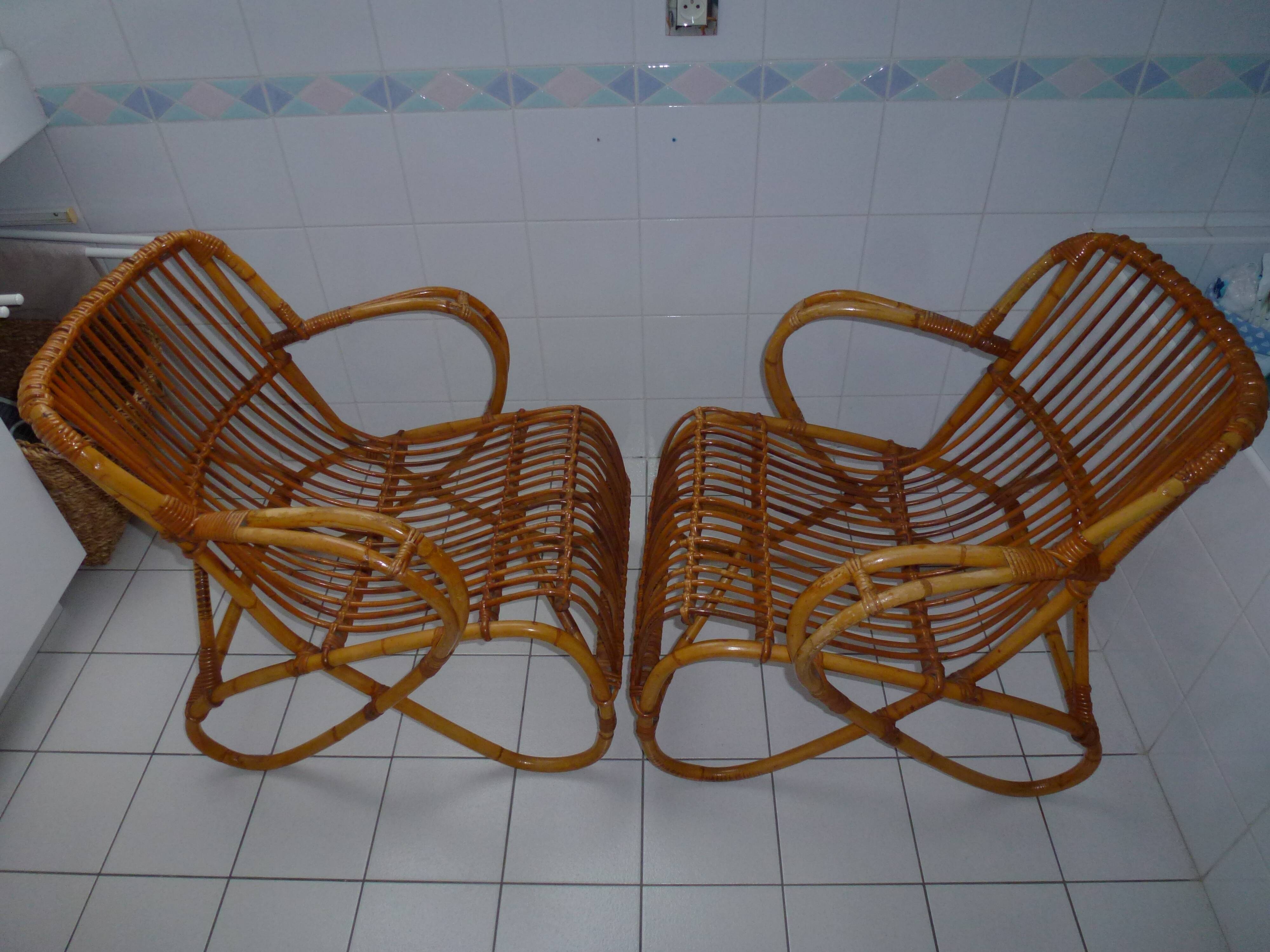 Rattan armchairs