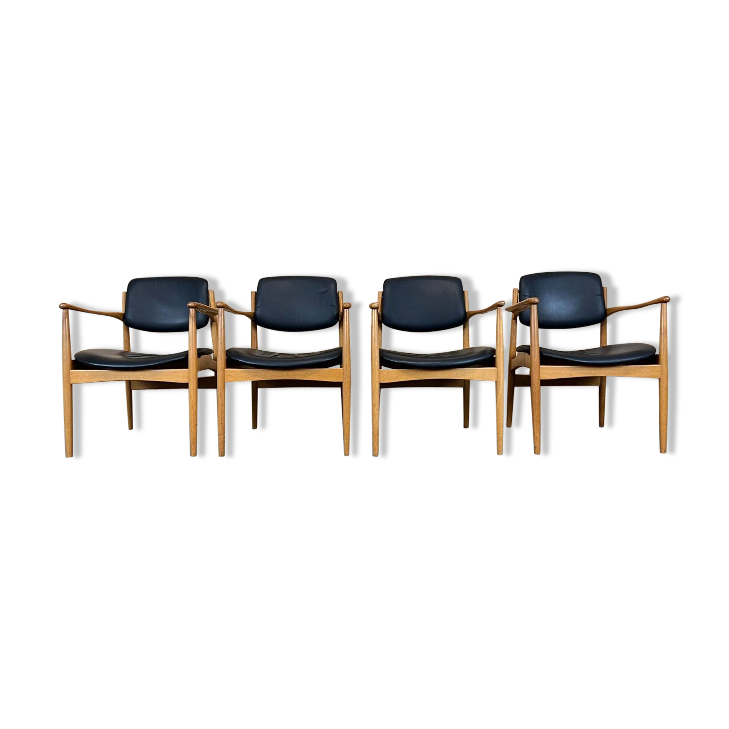 4x 60s 70s dining armchairs Danish design oak Denmark