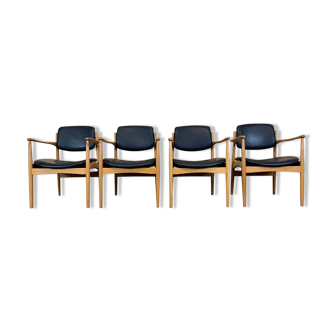 4 60s 70s chaise de salle à manger design danois chêne Danemark