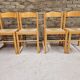Set de 4 chaises en pin et jonc vintage