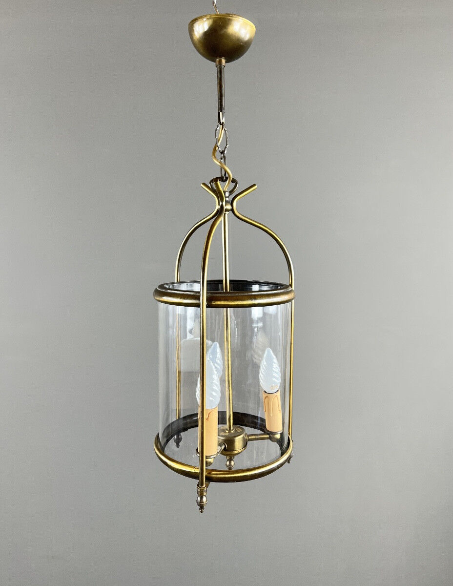 Brass and glass lantern, 20th century
