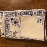 Vintage embroidered tea tablecloth