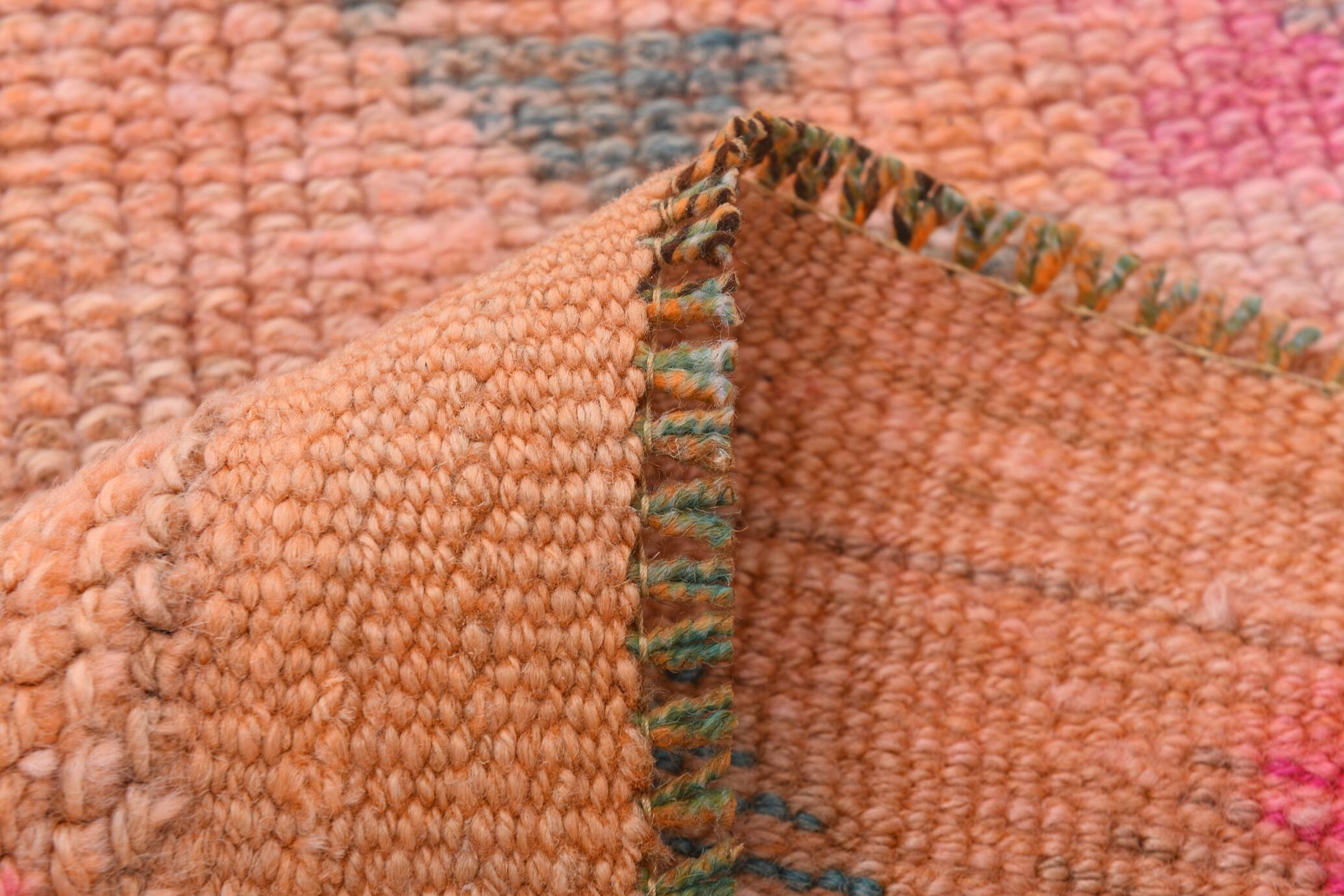 Peach & Pink Hallway Vintage Runner Rug, 84x310Cm