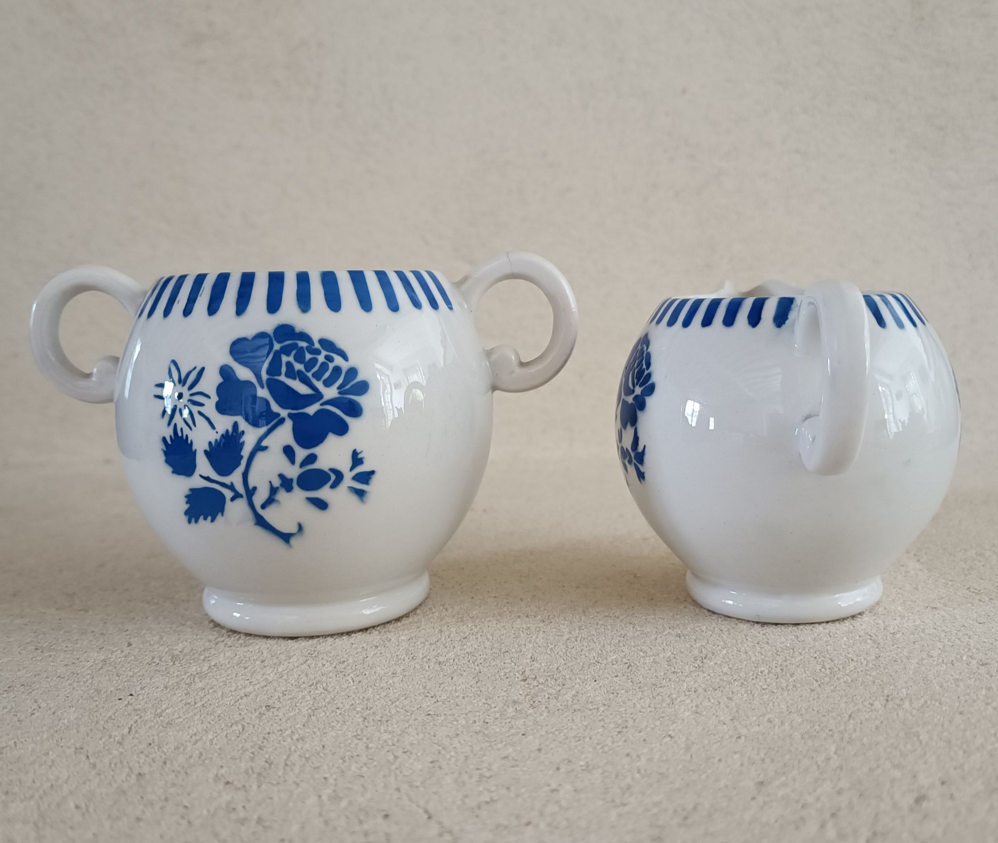 Iron earth sugar bowl and milk jug Lunéville