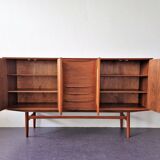 Scandinavian vintage teak highboard, Denmark 1960's