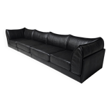Canapé sectionnel "Pagode" 4 places en cuir noir De Sede DS-19, années 1970