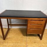 Bureau rétro vintage en teck et cuir du milieu du siècle – Élégant et fonctionnel des années 1960