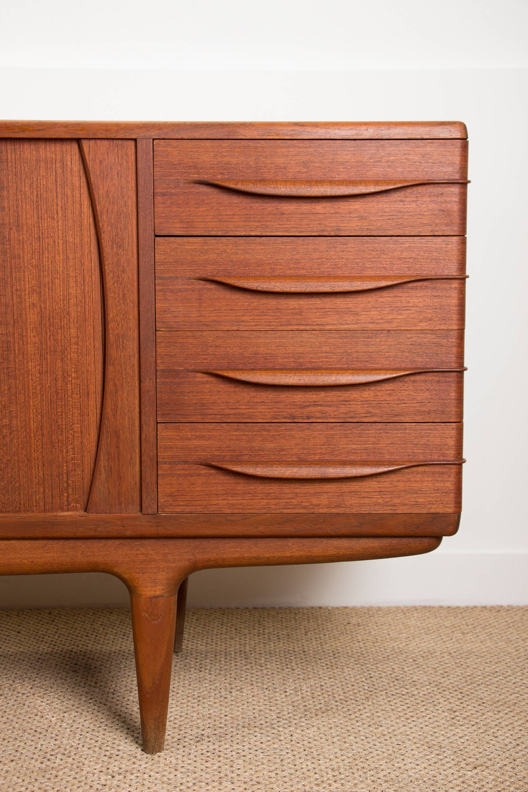 Large Danish sideboard in teak model U15 by Johannes Andersen 1965.