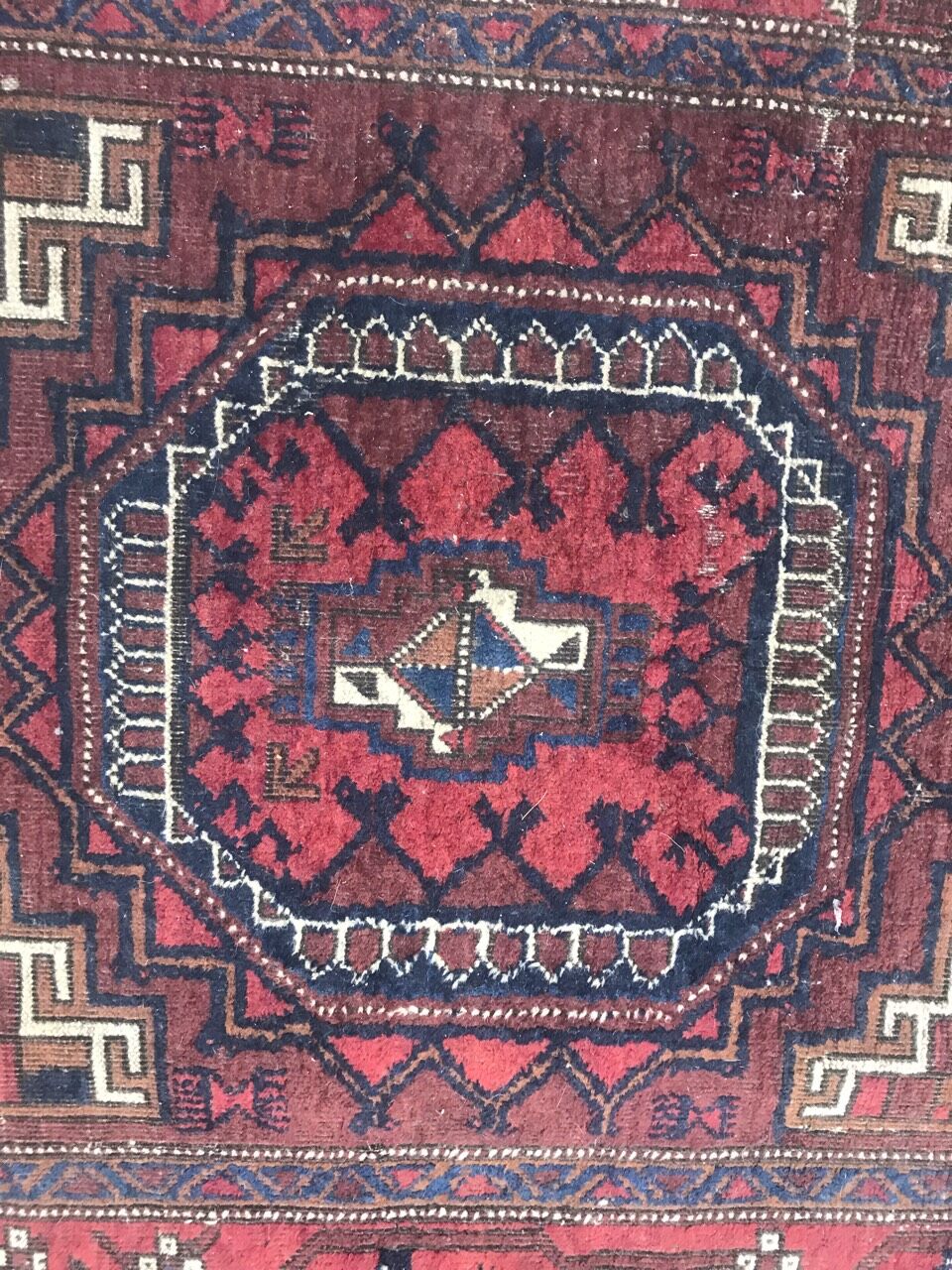 Antique tribal rug turkmen belutch 19th century handmade 104x237 cm