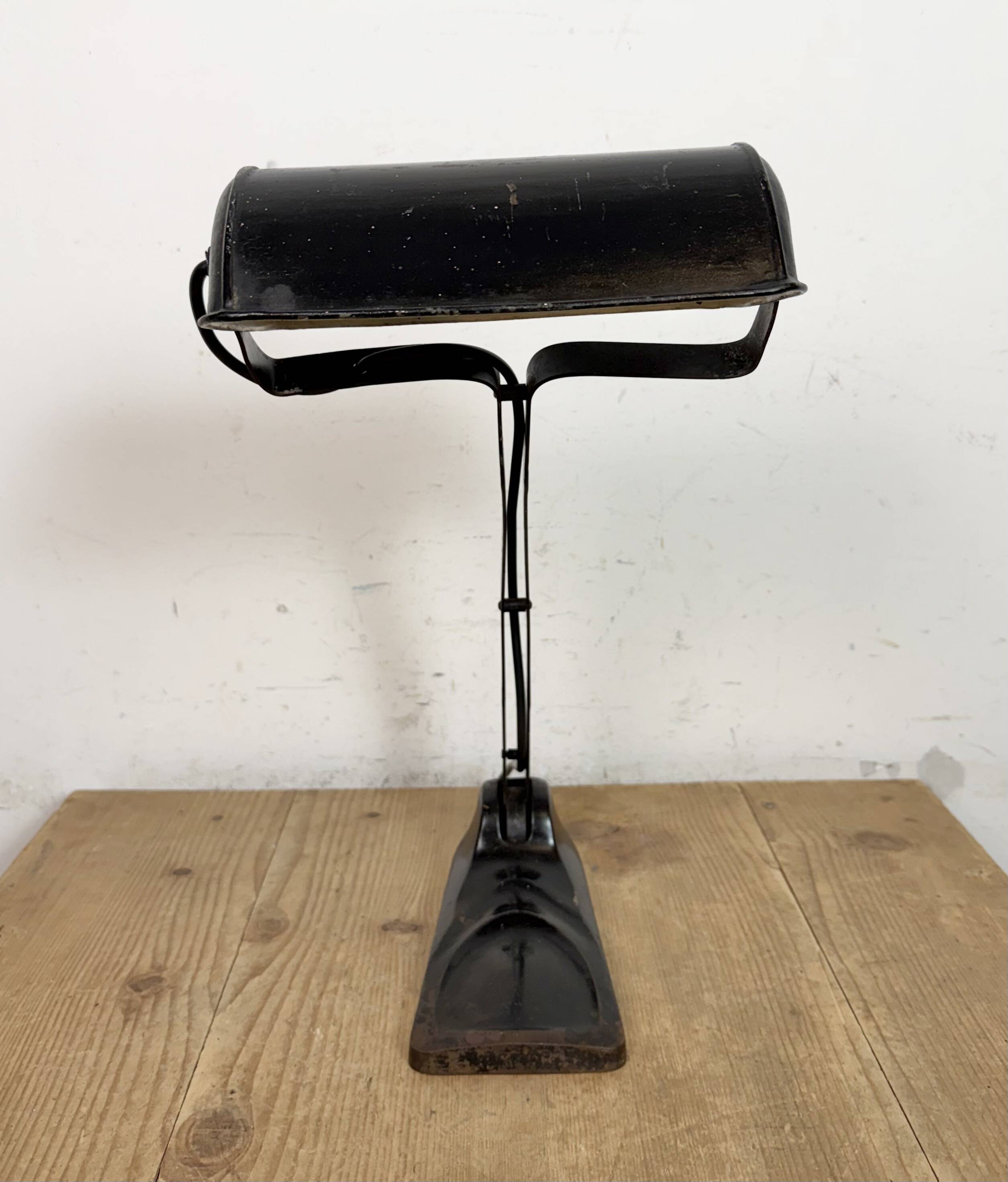 Vintage German Black Bank Lamp, 1930s