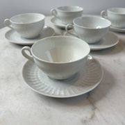 Set of 6 porcelain cups and saucers F. Chauvigny