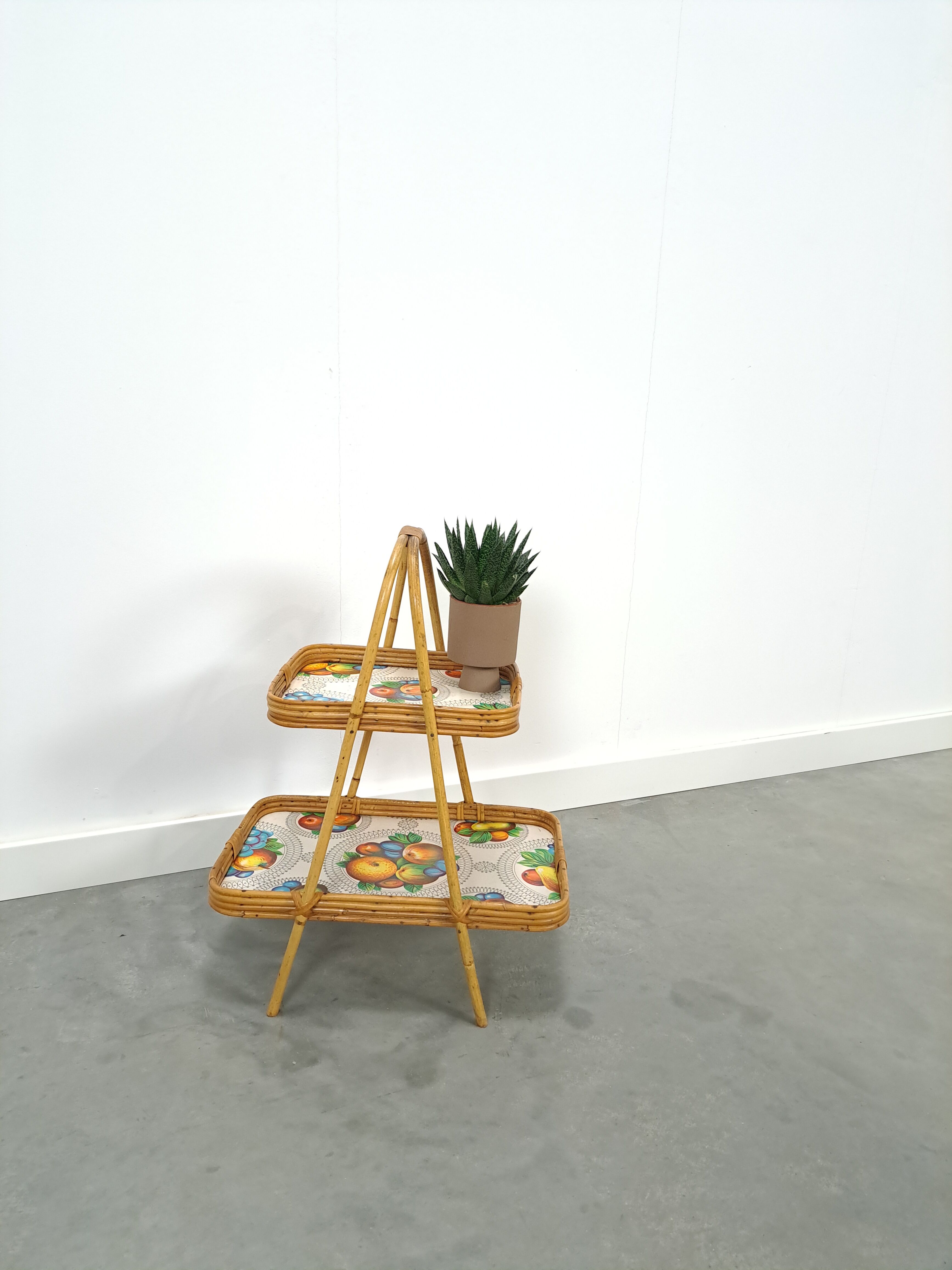 Rattan serving table