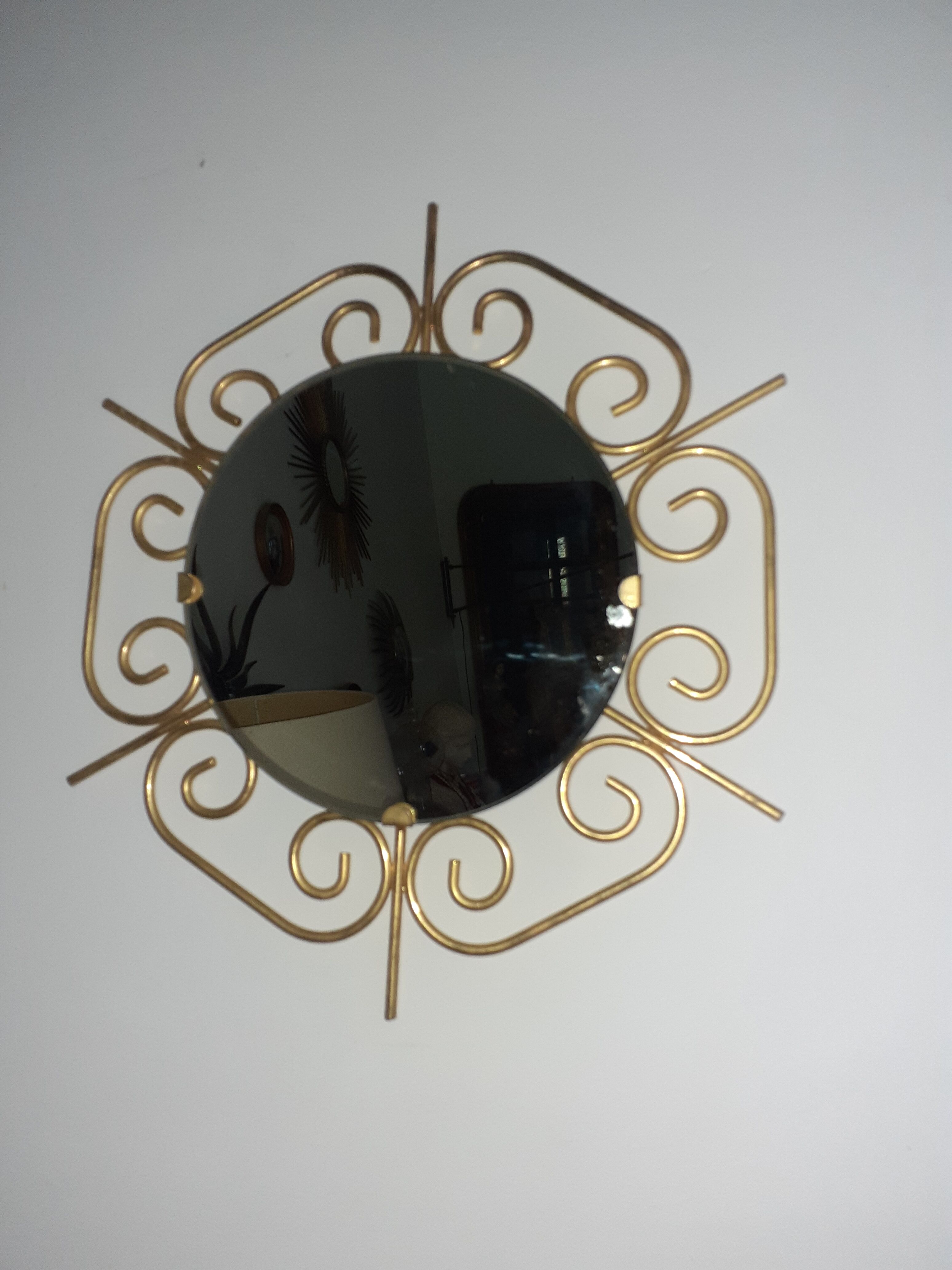 Pair of 60s golden metal mirrors