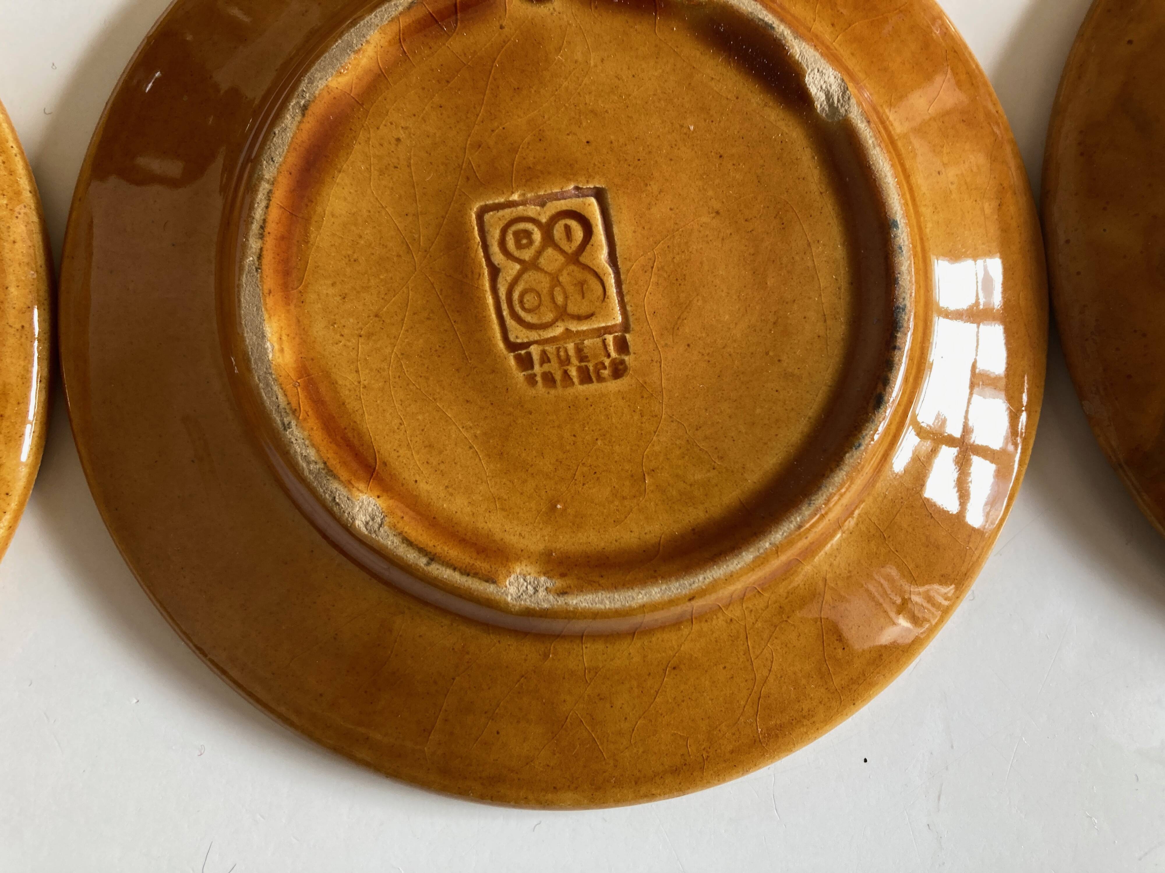Set de 5 assiettes XS en terre vernissée de Biot 1960