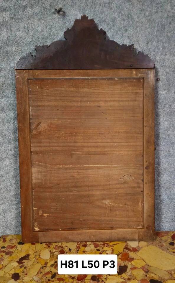 19th-century carved mahogany mirror – Leaf decoration – Napoleonic III period