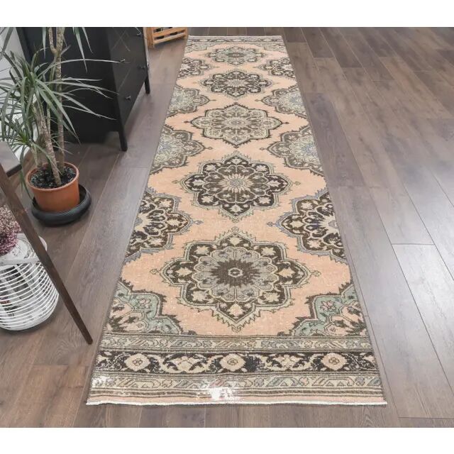 1970s Turkish Oushak Wool Runner Rug 92x373