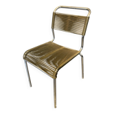 Scoubidou chair or vintage 1960s khaki green chrome spaghetti chair