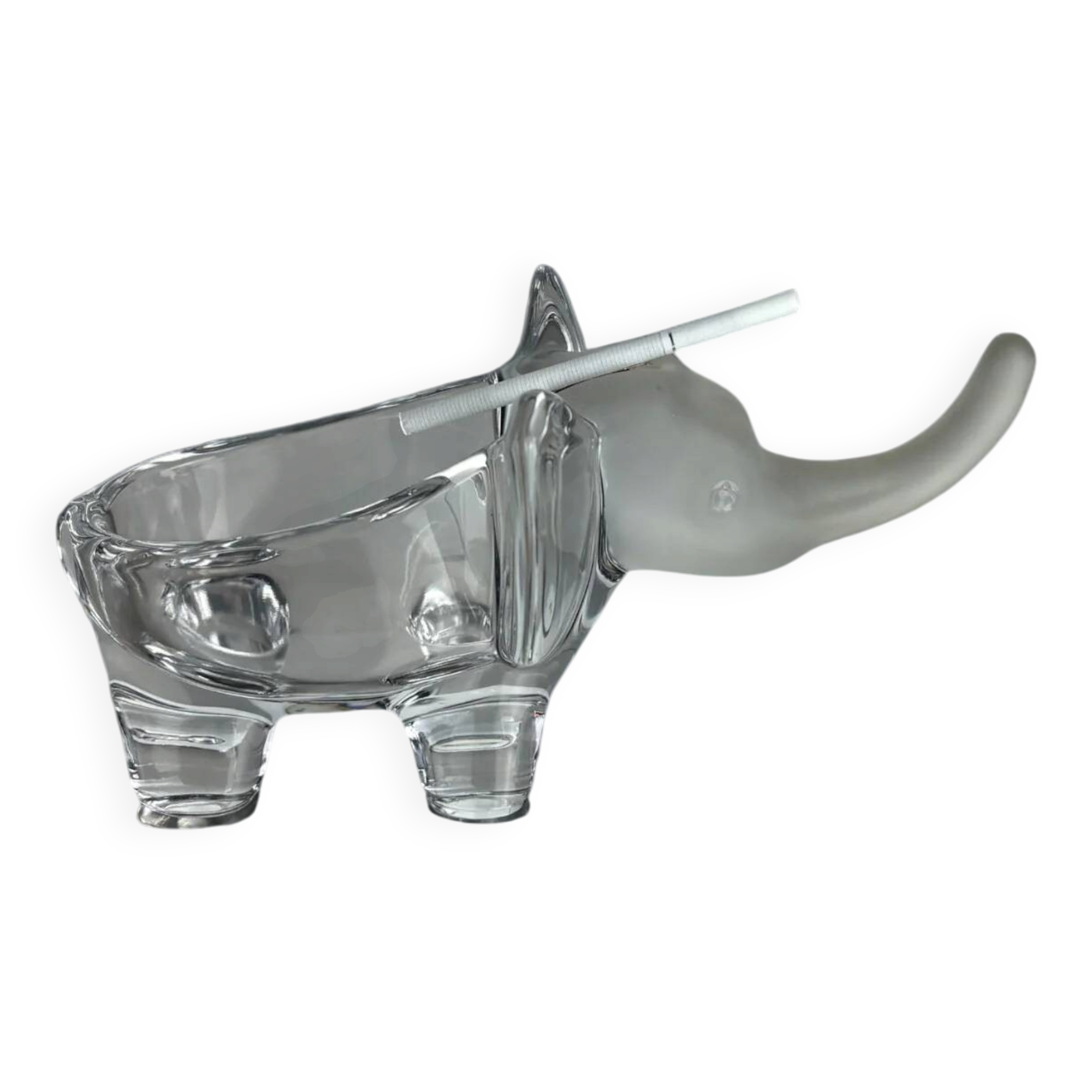 Elephant ashtray in Murano glass and silver piece, Italy, 1970s