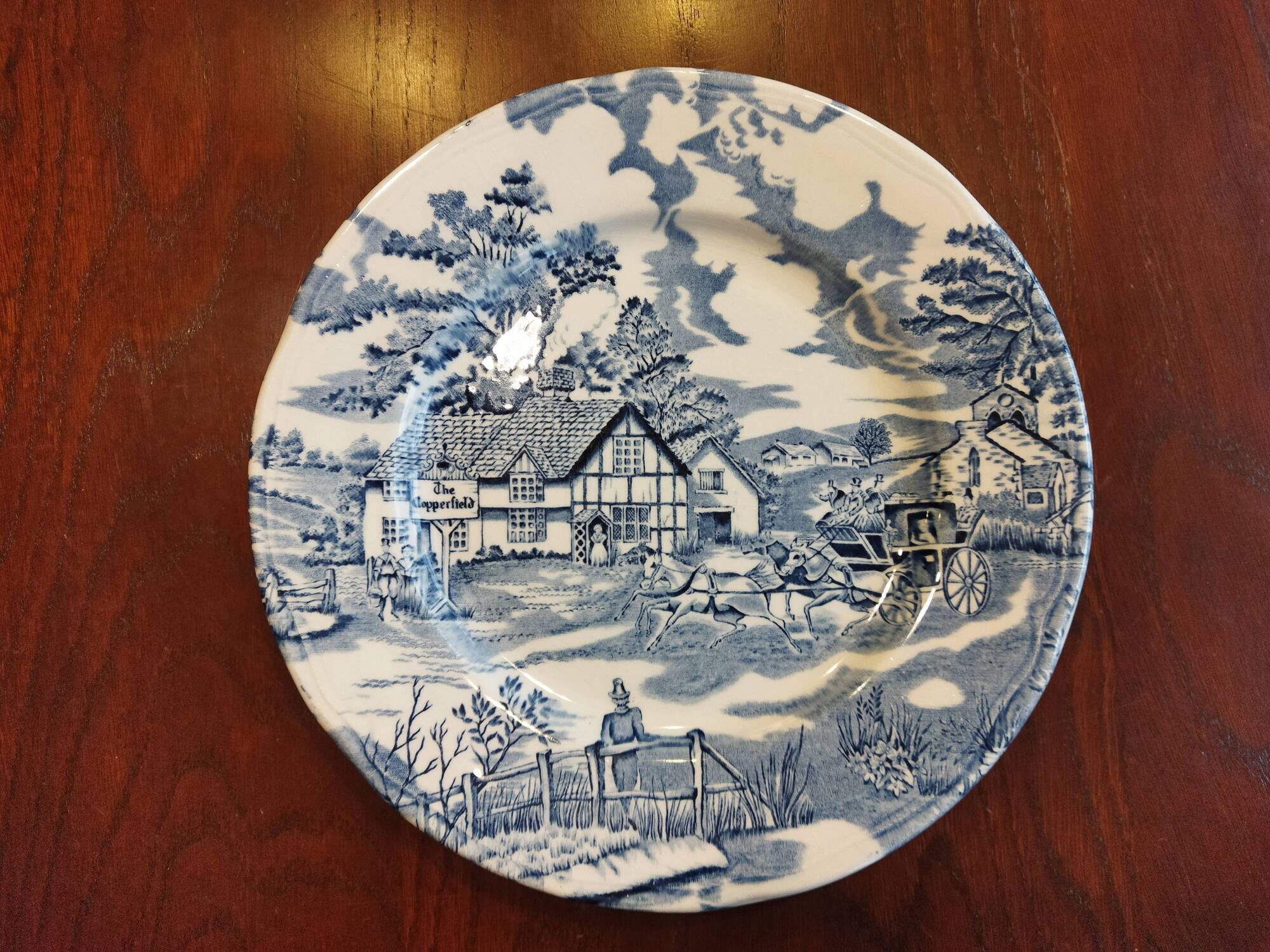 8 blue & white dinner plates (Royal Tudor Gien Lunéville Ceraminter)