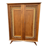 Rattan wardrobe with compass feet