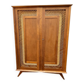 Rattan wardrobe with compass feet